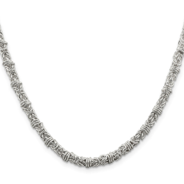 925 White Gold 4 mm Polished Chain Necklace, Solid
