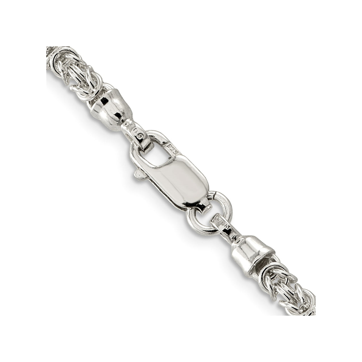 925 White Gold 4 mm Polished Chain Necklace, Solid alternate angle