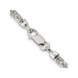 925 White Gold 4 mm Polished Chain Necklace, Solid alternate angle