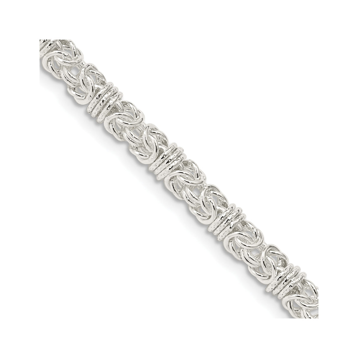 925 White Gold 4 mm Polished Chain Necklace, Solid detail view