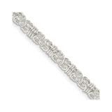 925 White Gold 4 mm Polished Chain Necklace, Solid detail view