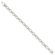 925 White Gold 7 mm Polished Chain Bracelet, Solid