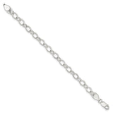 925 White Gold 7 mm Polished Chain Bracelet, Solid
