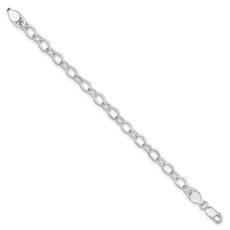 925 White Gold 7 mm Polished Chain Bracelet, Solid