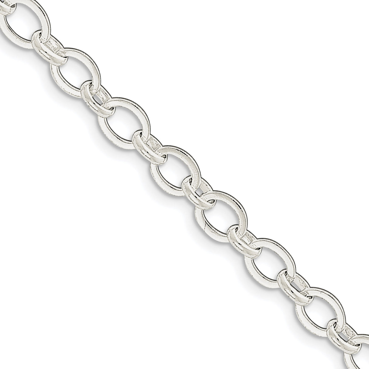 925 White Gold 7 mm Polished Chain Bracelet, Solid alternate angle