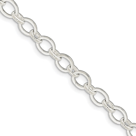 925 White Gold 7 mm Polished Chain Bracelet, Solid alternate angle
