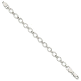 925 White Gold 7 mm Polished Chain Bracelet, Solid detail view