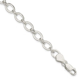 925 White Gold 7 mm Polished Chain Bracelet, Solid detail view