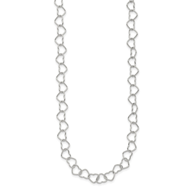 925 White Gold 6 mm Polished Chain Necklace, Solid