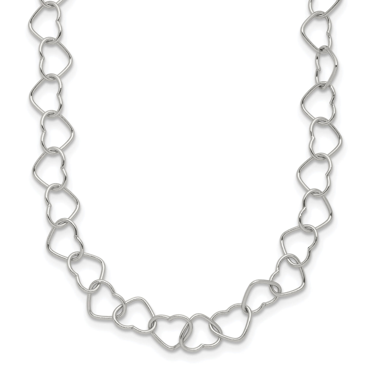 925 White Gold 6 mm Polished Chain Necklace, Solid detail view