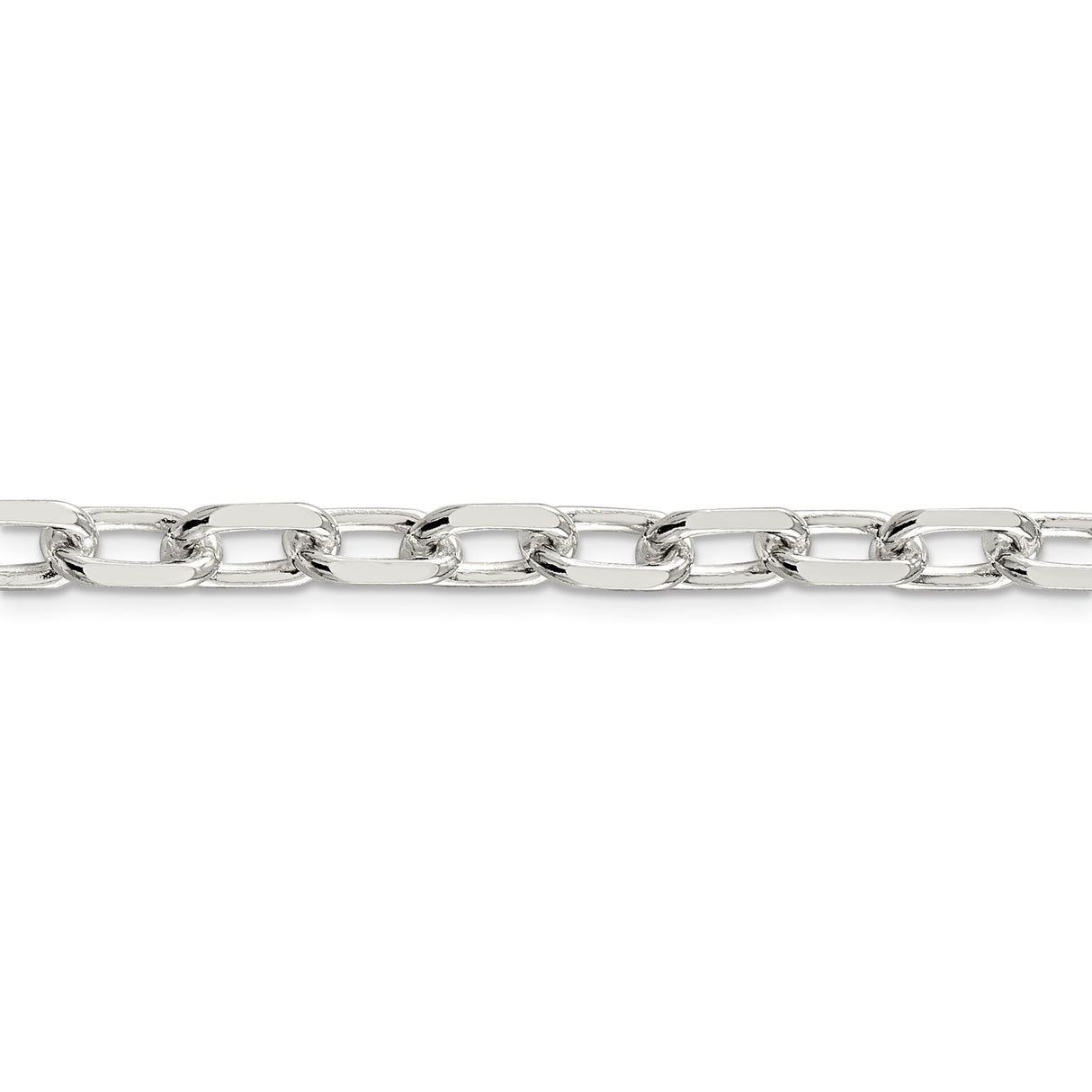 925 White Gold 7.5 mm Polished Chain Necklace, Solid detail view