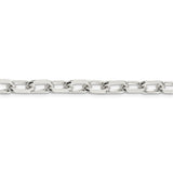 925 White Gold 7.5 mm Polished Chain Necklace, Solid detail view