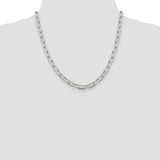 925 White Gold 7.5 mm Polished Chain Necklace, Solid detail view