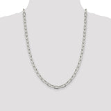 925 White Gold 7.5 mm Polished Chain Necklace, Solid detail view