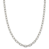 925 White Gold 7.5 mm Polished Chain Necklace, Solid detail view