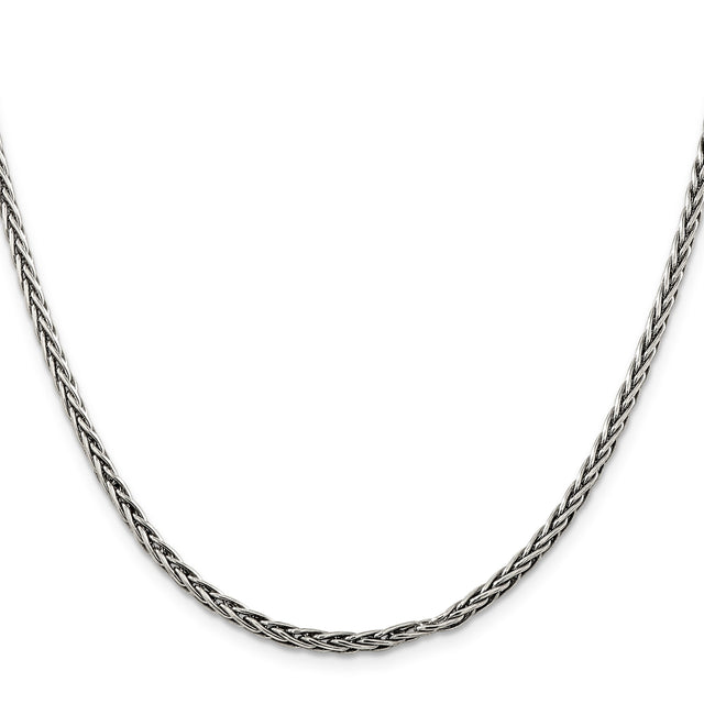925 White Gold 3.25 mm Solid Chain Necklace