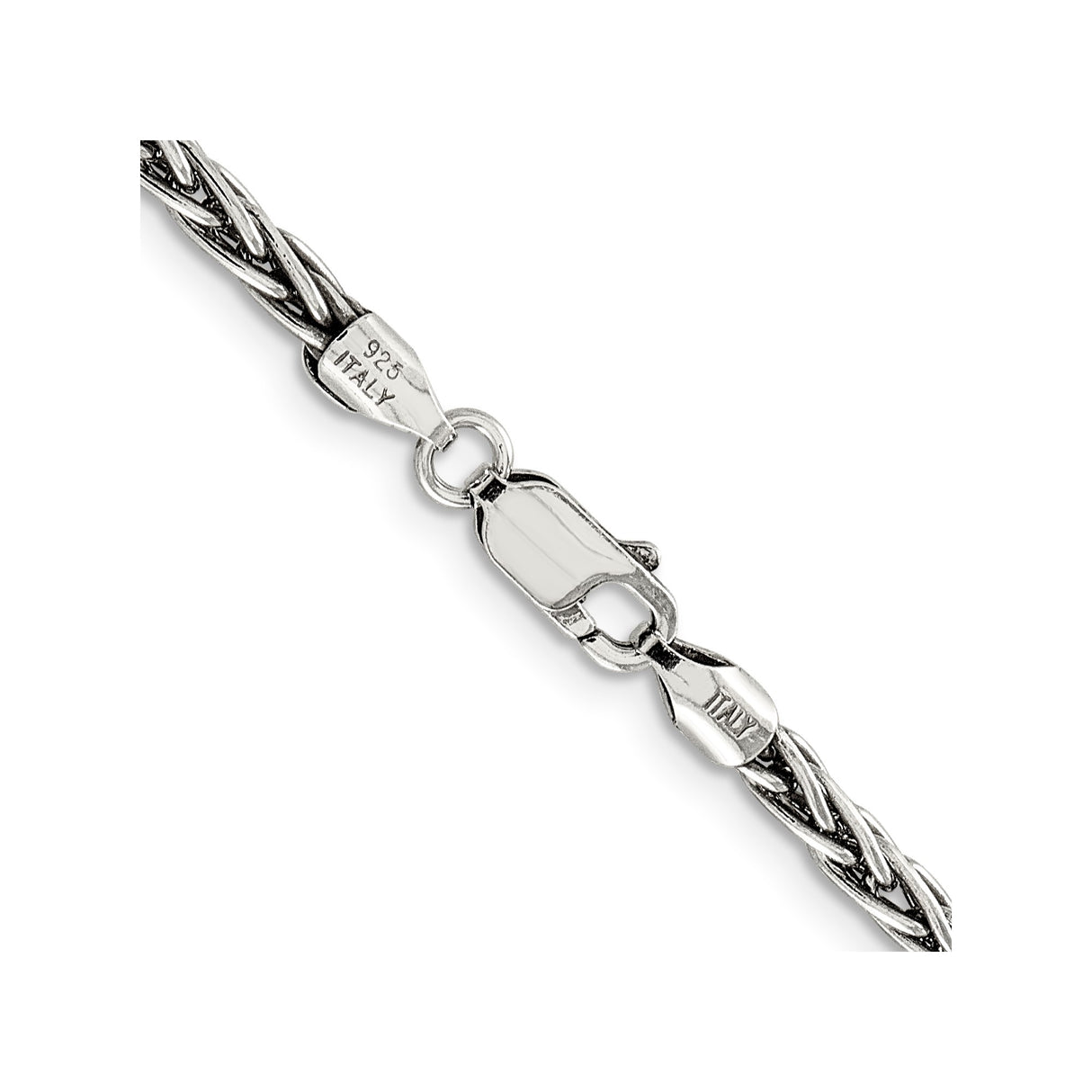 925 White Gold 3.25 mm Solid Chain Necklace alternate angle