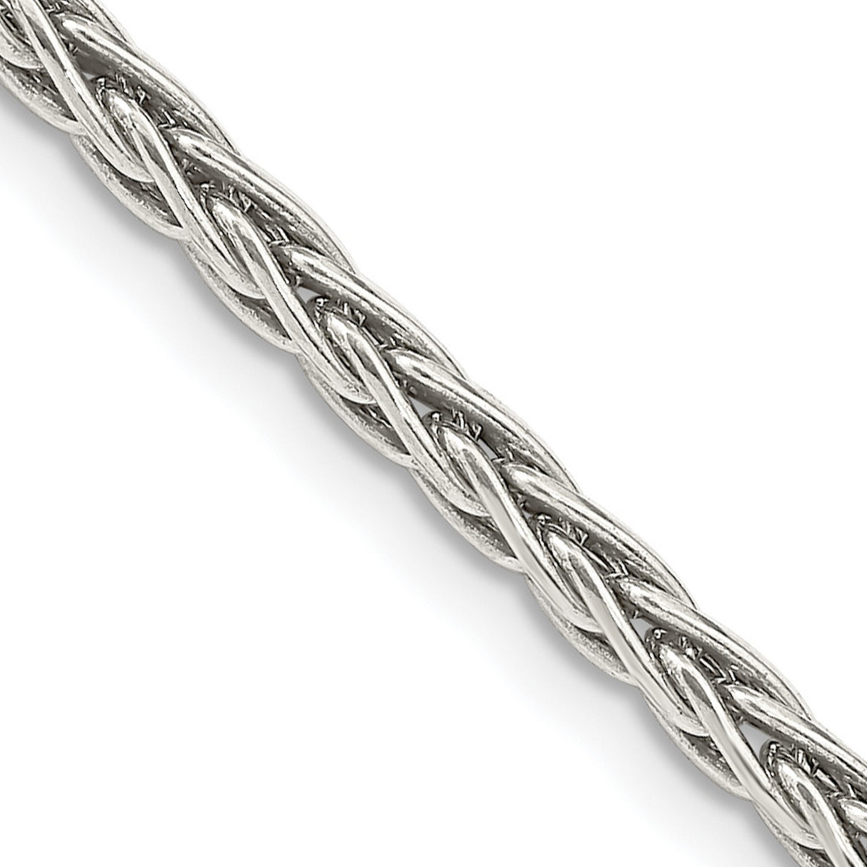 925 White Gold 3.25 mm Solid Chain Necklace detail view