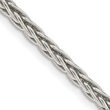 925 White Gold 3.25 mm Solid Chain Necklace detail view