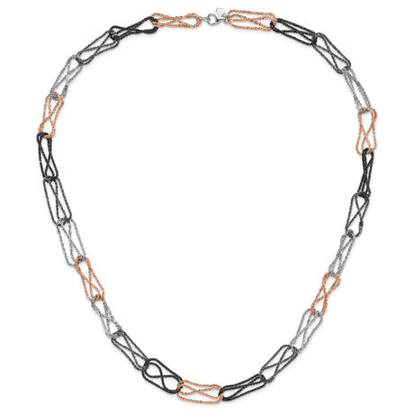 925 White Gold 10 mm Polished Chain Necklace