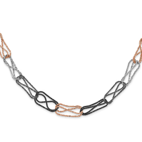925 White Gold 10 mm Polished Chain Necklace alternate angle