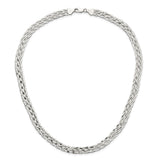 925 White Gold 8 mm Polished Chain Necklace, Solid