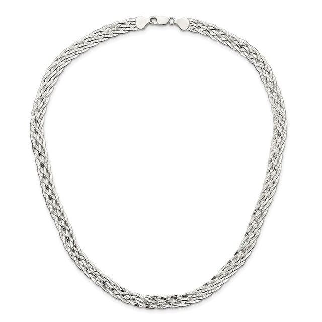 925 White Gold 8 mm Polished Chain Necklace, Solid