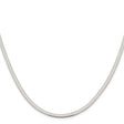 925 White Gold 3 mm Herringbone Chain Necklace, Polished