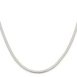 925 White Gold 3 mm Herringbone Chain Necklace, Polished