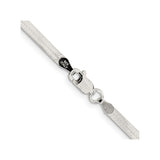 925 White Gold 3 mm Herringbone Chain Necklace, Polished alternate angle