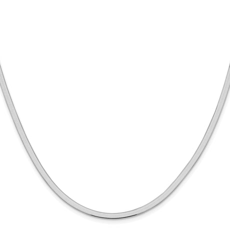 925 White Gold 3 mm Herringbone Chain Necklace, Polished