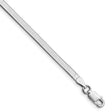 925 White Gold 3 mm Herringbone Chain Bracelet, Polished shown for scale