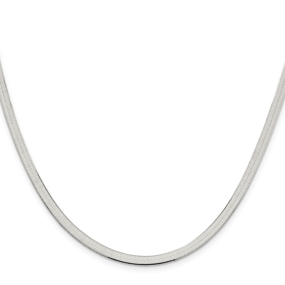925 White Gold 3.5 mm Herringbone Chain Necklace, Polished