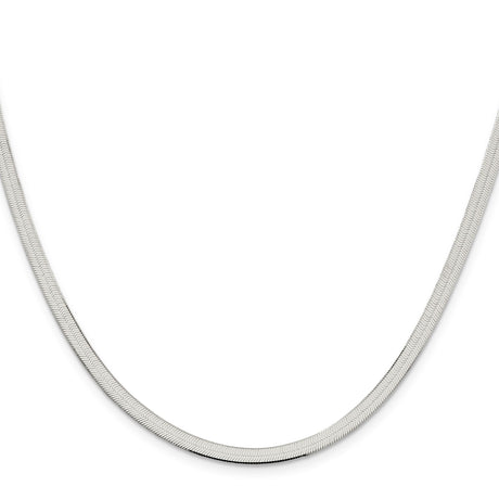925 White Gold 3.5 mm Herringbone Chain Necklace, Polished