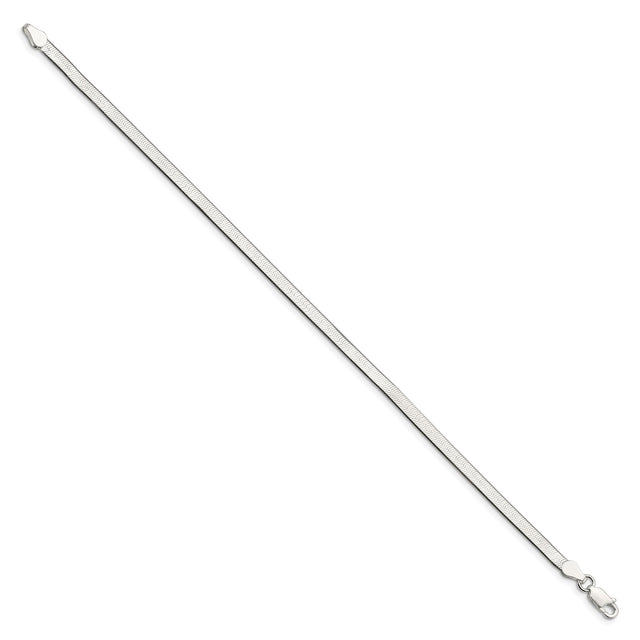 925 White Gold 3.5 mm Herringbone Chain Bracelet, Polished