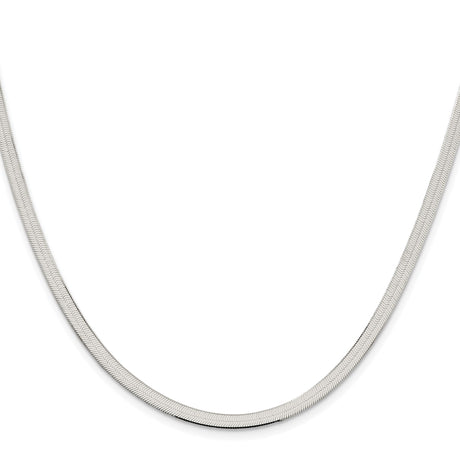 925 White Gold 3.5 mm Herringbone Chain Necklace, Polished