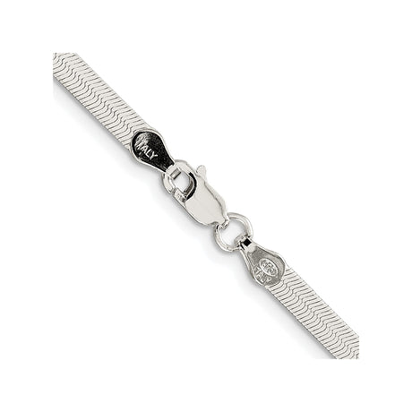 925 White Gold 3.5 mm Herringbone Chain Necklace, Polished alternate angle