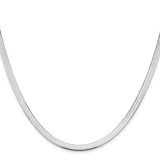 925 White Gold 4.5 mm Herringbone Chain Necklace, Polished
