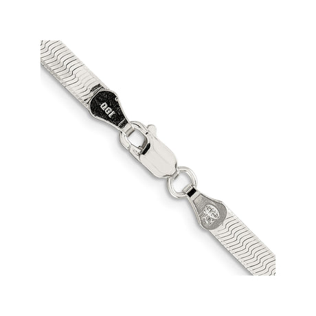 925 White Gold 4.5 mm Herringbone Chain Necklace, Polished alternate angle