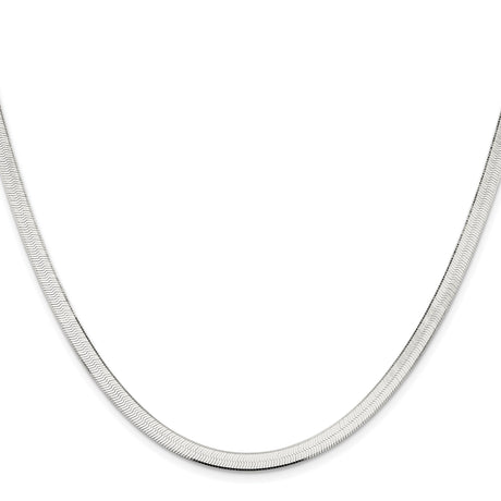 925 White Gold 4.5 mm Herringbone Chain Necklace, Polished