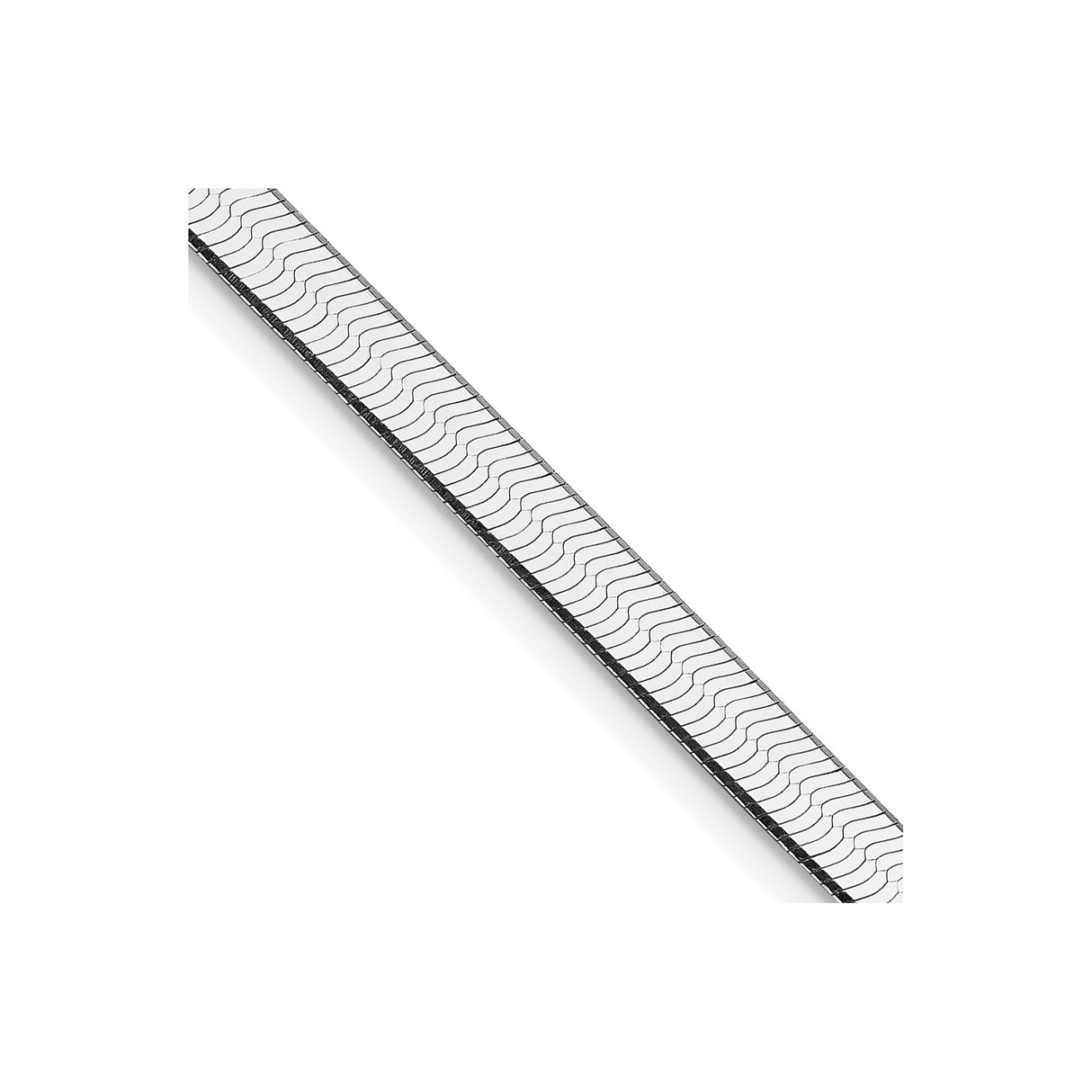 925 White Gold 4.5 mm Herringbone Chain Necklace, Polished detail view