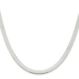 925 White Gold 5.25 mm Herringbone Chain Necklace, Polished