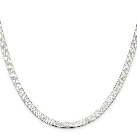 925 White Gold 5.25 mm Herringbone Chain Necklace, Polished