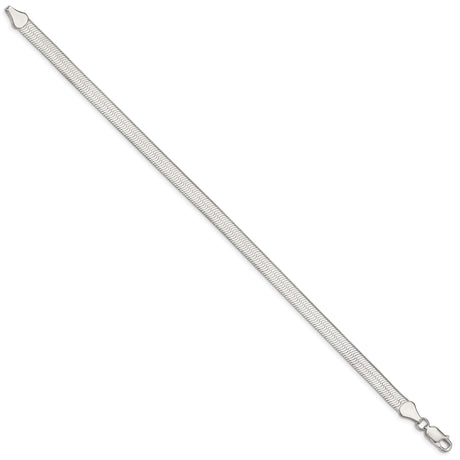 925 White Gold 5.25 mm Herringbone Chain Bracelet, Polished