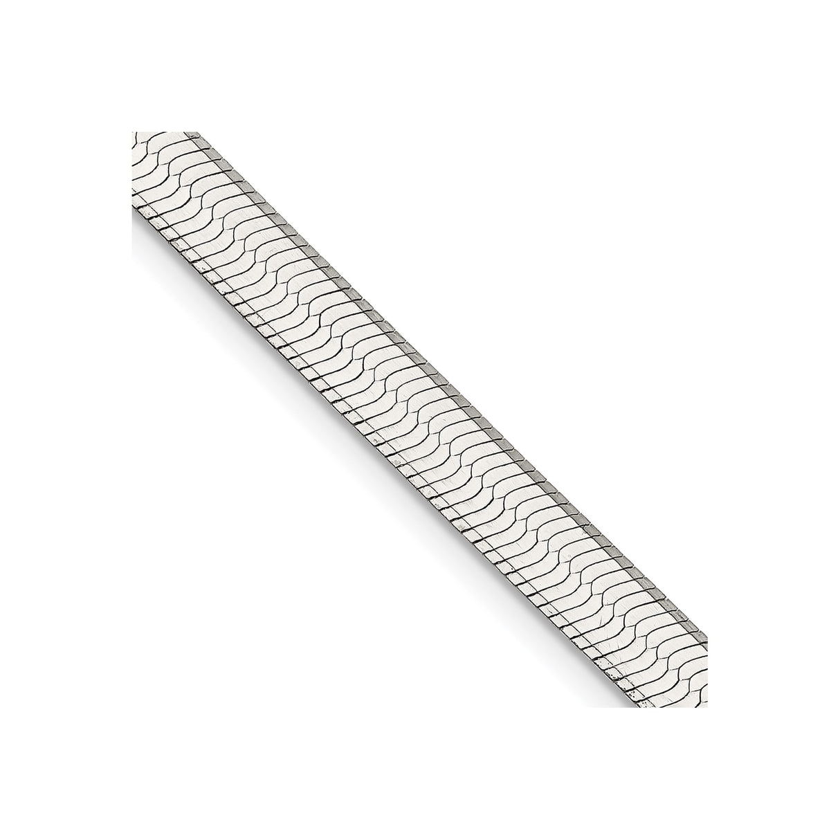 925 White Gold 5.25 mm Herringbone Chain Necklace, Polished detail view
