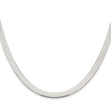 925 White Gold 5.25 mm Herringbone Chain Necklace, Polished