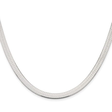 925 White Gold 5.25 mm Herringbone Chain Necklace, Polished