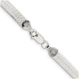 925 White Gold 5.25 mm Herringbone Chain Necklace, Polished alternate angle