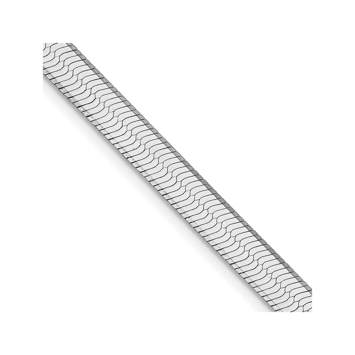 925 White Gold 5.25 mm Herringbone Chain Necklace, Polished detail view