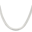 925 White Gold 7.3 mm Herringbone Chain Necklace, Polished